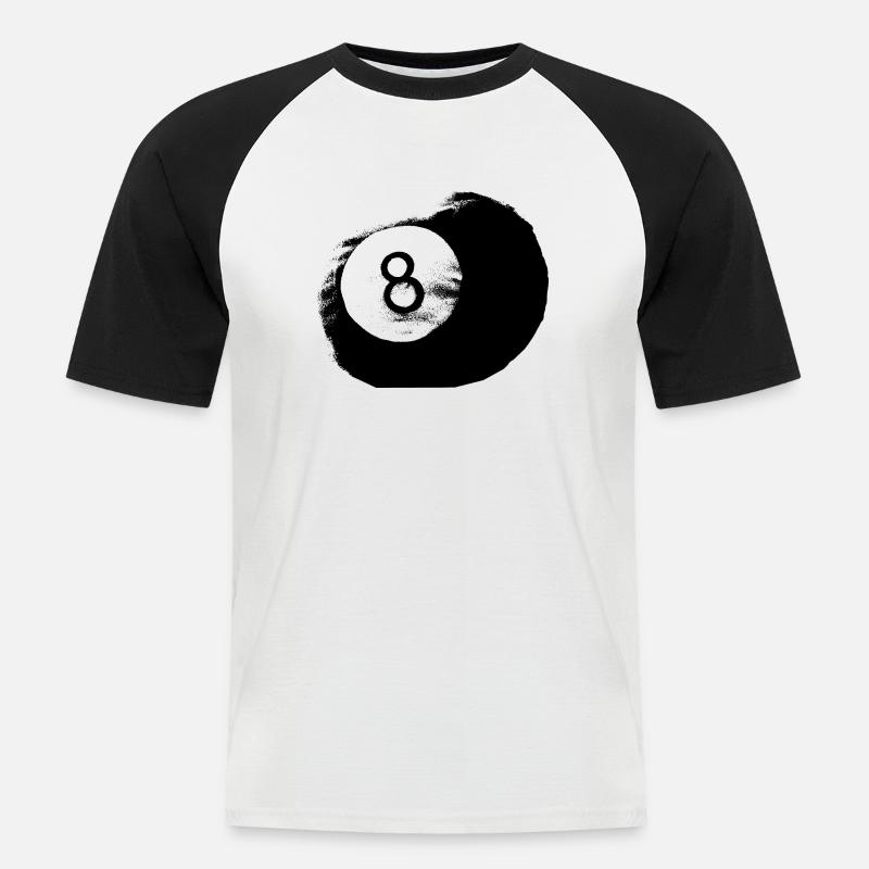 Billardkugel - Männer Baseball-T-Shirt - Weiß/Schwarz
