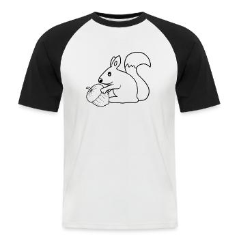 Happy Squirrel Acorn - Men's Baseball T-Shirt - white/black - Front - Nik (191cm)