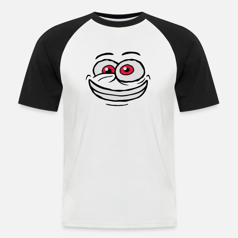 Verrücktes Comic Gesicht Design - Männer Baseball-T-Shirt - Weiß/Schwarz