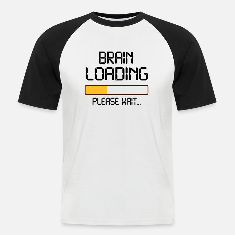 brain loading - Männer Baseball-T-Shirt - Weiß/Schwarz