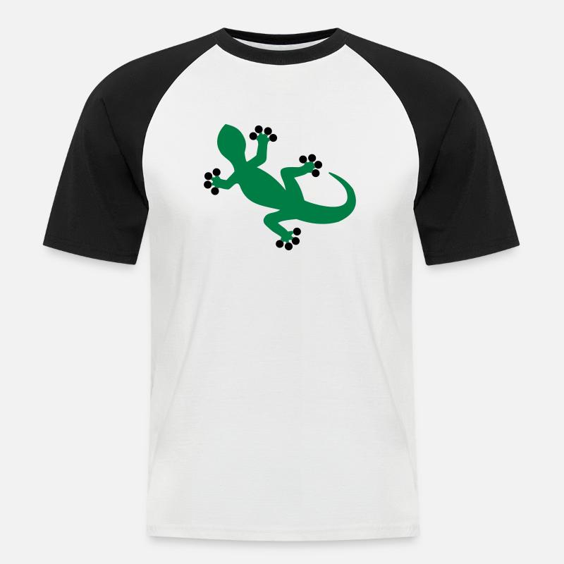 Gecko / Eidechse - Männer Baseball-T-Shirt - Weiß/Schwarz