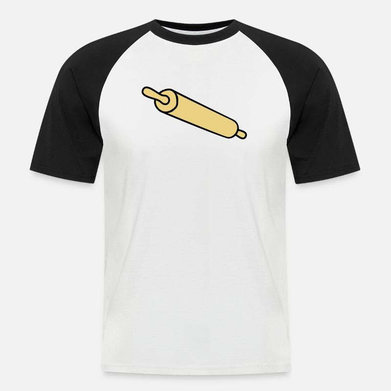 rolling_pin - Männer Baseball-T-Shirt - Weiß/Schwarz