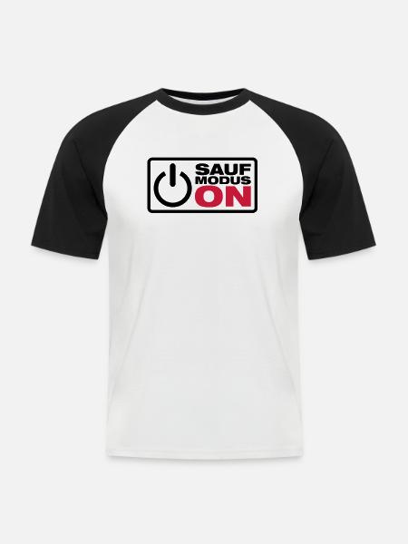 Sauf Modus ON - Männer Baseball-T-Shirt - Weiß/Schwarz