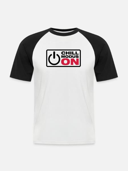 chill_modus_on_f2 - Men's Baseball T-Shirt - white/black