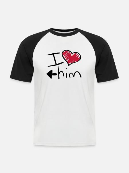 i_love_him_va2 - T-shirt baseball manches courtes Homme - blanc/noir