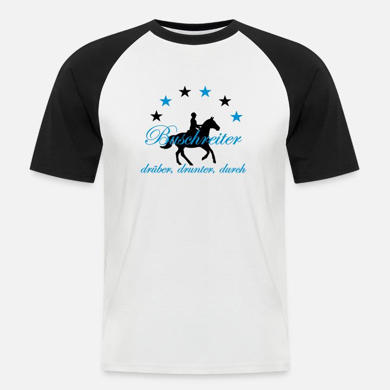 Buschreiter, drüber, drunter, durch - Männer Baseball-T-Shirt - Weiß/Schwarz