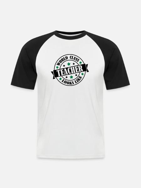 world_class_teacher_2 - T-shirt baseball manches courtes Homme - blanc/noir