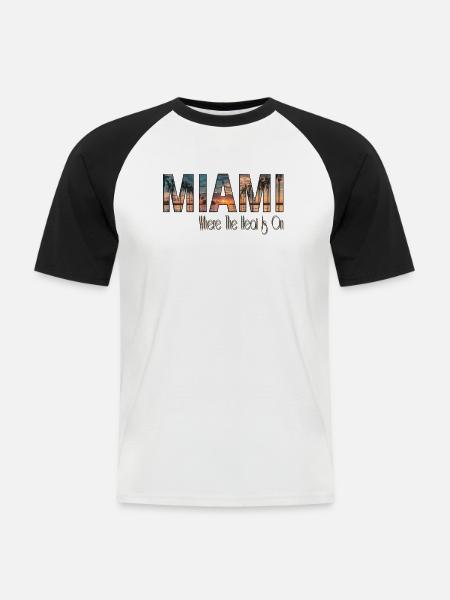 Miami - Hvor varmen er tændt - Kortærmet herre-baseballshirt - hvid/sort