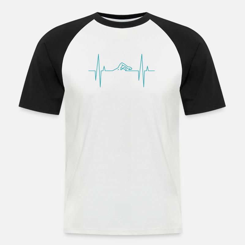 Der Schwimmer - Männer Baseball-T-Shirt - Weiß/Schwarz