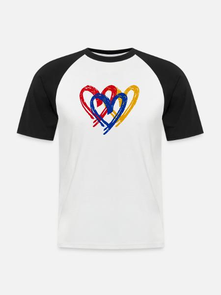 Armenien Herz Flagge - Männer Baseball-T-Shirt - Weiß/Schwarz