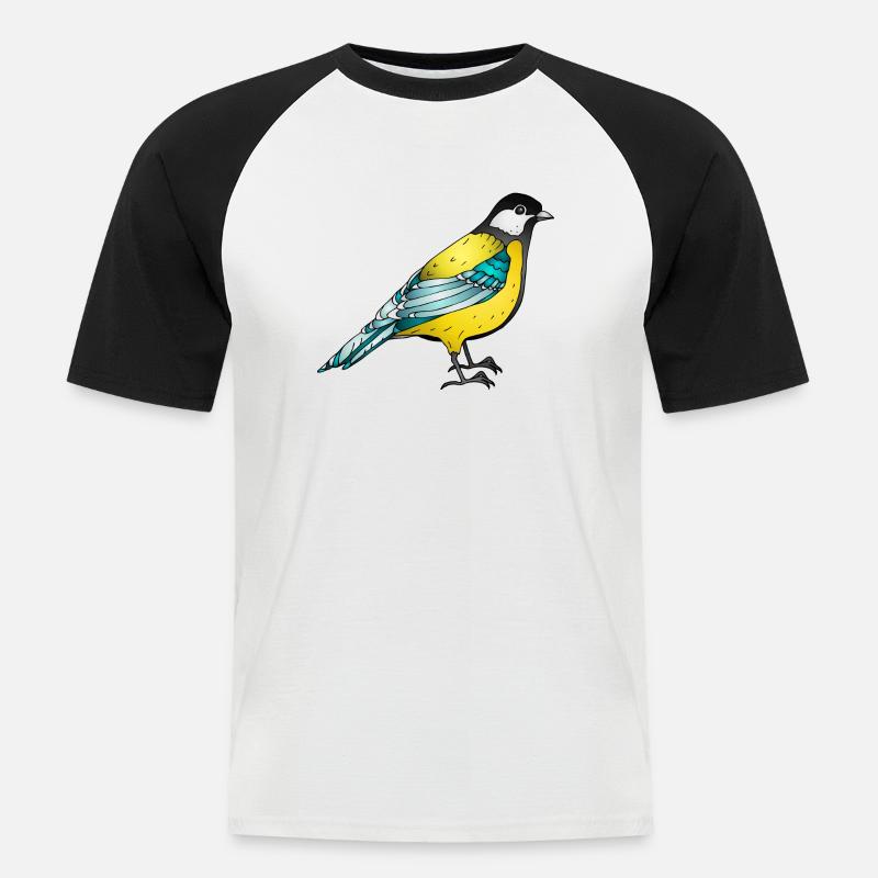 Vogel - Männer Baseball-T-Shirt - Weiß/Schwarz