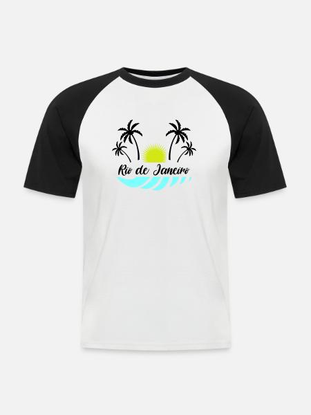 Rio de Janeiro - Kortærmet herre-baseballshirt - hvid/sort