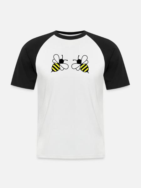 bees - Männer Baseball-T-Shirt - Weiß/Schwarz