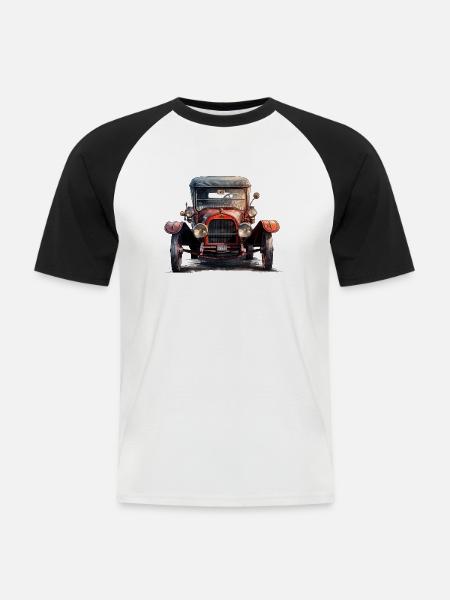 Die Faszination für Oldtimer - Männer Baseball-T-Shirt - Weiß/Schwarz