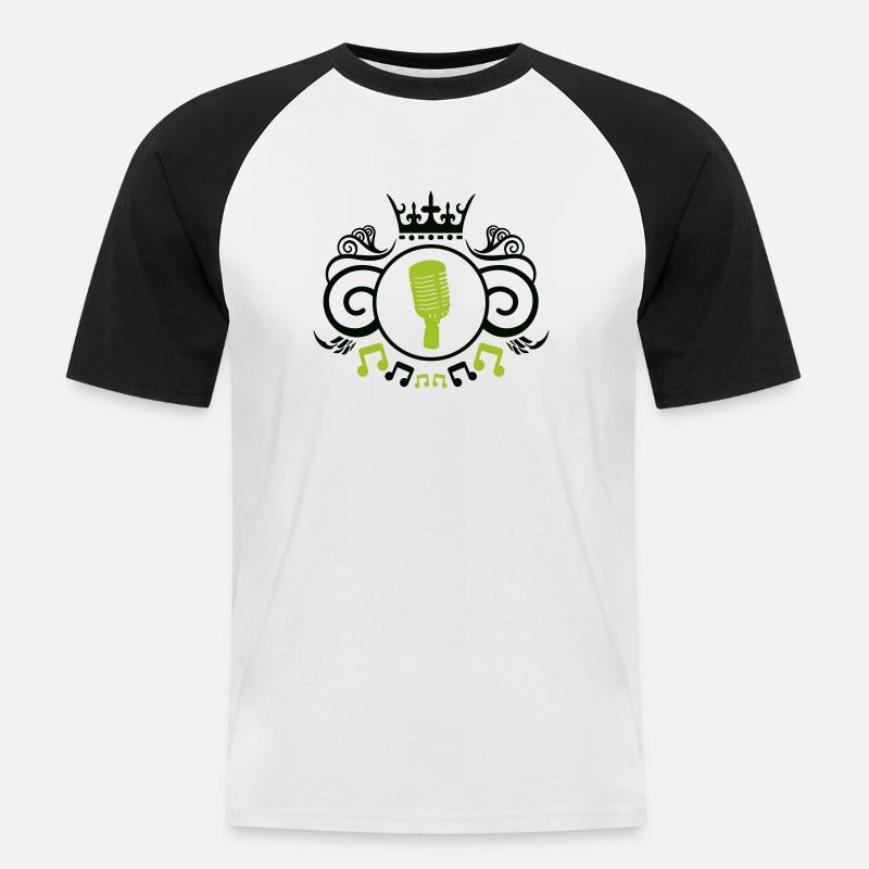 Microphone crest - Men's Baseball T-Shirt - white/black