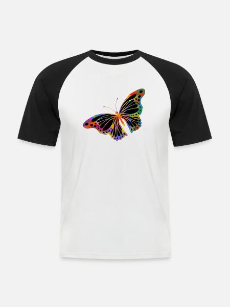 Schmetterling - Männer Baseball-T-Shirt - Weiß/Schwarz