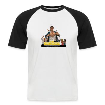 The Caisse - Men's Baseball T-Shirt - white/black - Front - Nik (191cm)