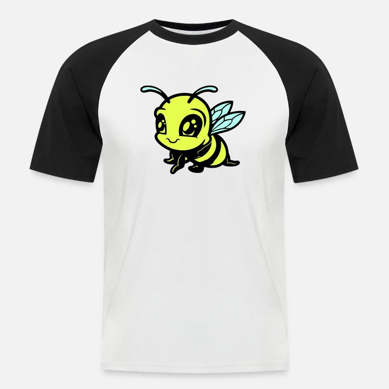 biene hummel comic - Männer Baseball-T-Shirt - Weiß/Schwarz