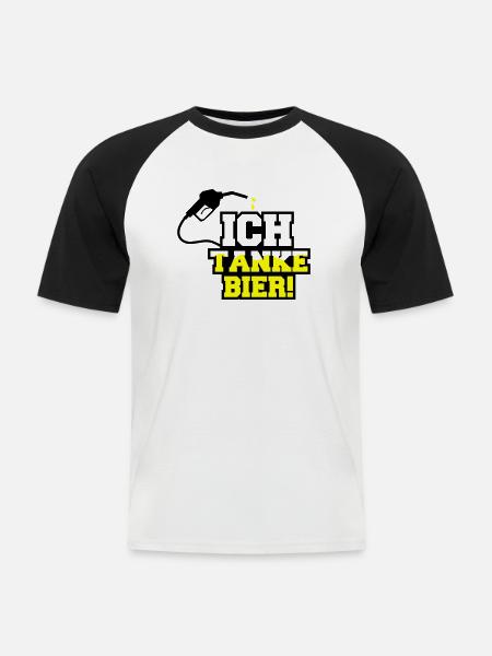 ich tanke bier 01 - Männer Baseball-T-Shirt - Weiß/Schwarz