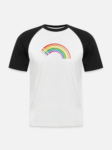 Regenbogen LED - Männer Baseball-T-Shirt - Weiß/Schwarz