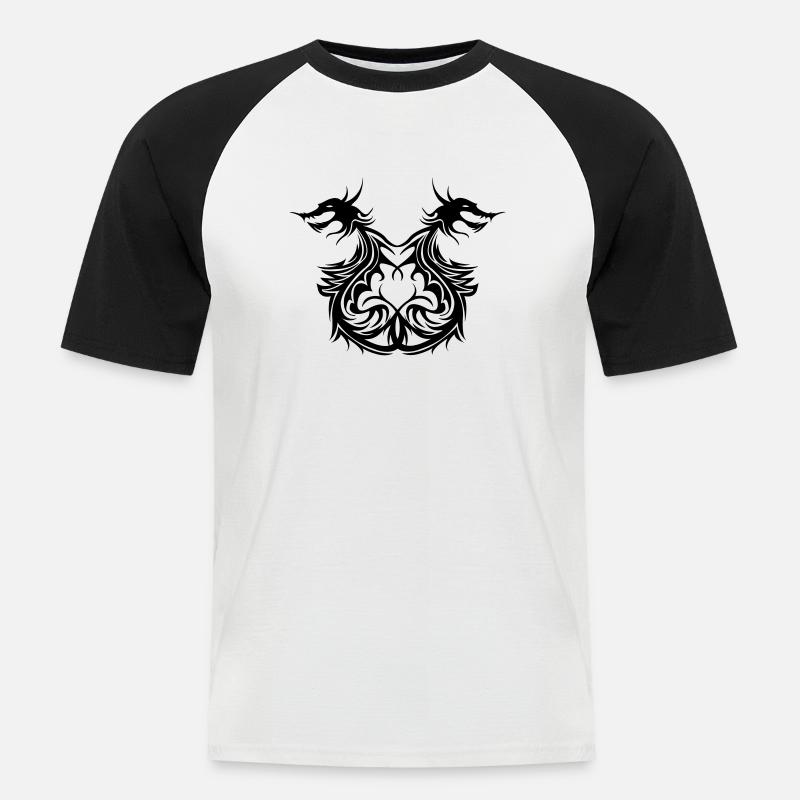 drachen - Männer Baseball-T-Shirt - Weiß/Schwarz