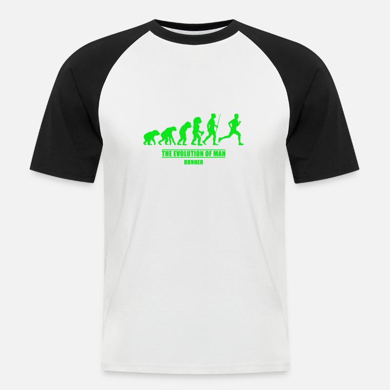 Läufer Evolution Läufer - Männer Baseball-T-Shirt - Weiß/Schwarz