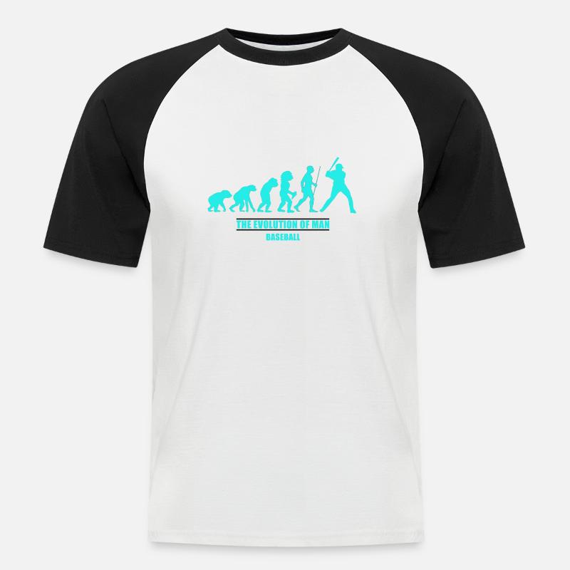 Evolution man baseball - Männer Baseball-T-Shirt - Weiß/Schwarz