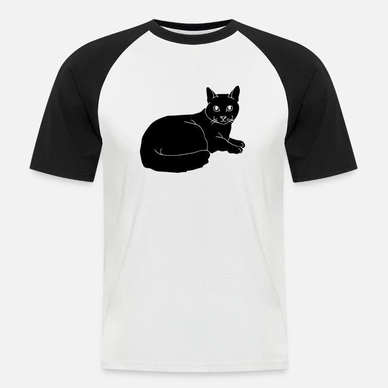 cat - Männer Baseball-T-Shirt - Weiß/Schwarz