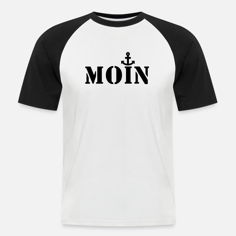 Moin - Männer Baseball-T-Shirt - Weiß/Schwarz