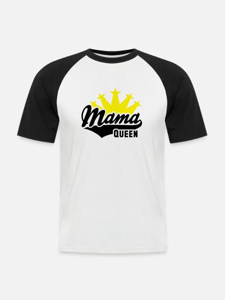 QUEEN Mama Krone 2C - Men's Baseball T-Shirt - white/black