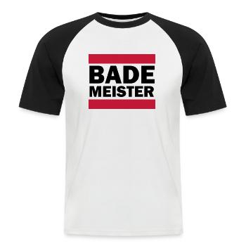 Bademeister - Männer Baseball-T-Shirt - Weiß/Schwarz - Vorne - Nik (191cm)