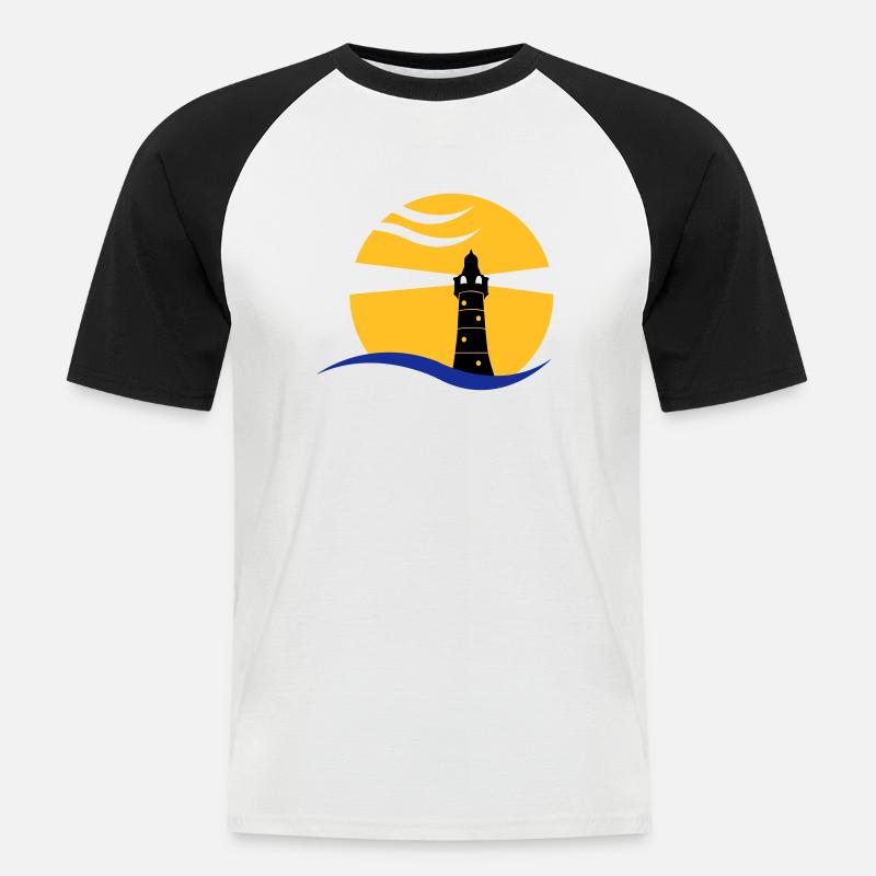 leuchtturm_02 - Männer Baseball-T-Shirt - Weiß/Schwarz