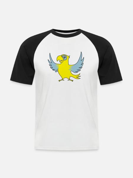 papagei_02 - T-shirt baseball manches courtes Homme - blanc/noir