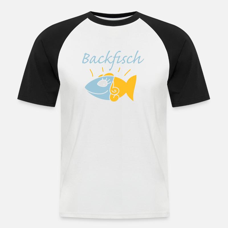 Backfisch - Männer Baseball-T-Shirt - Weiß/Schwarz