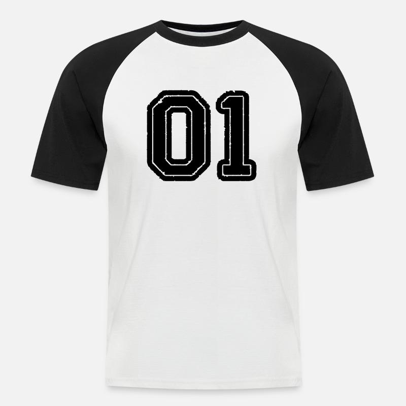 01 - Männer Baseball-T-Shirt - Weiß/Schwarz