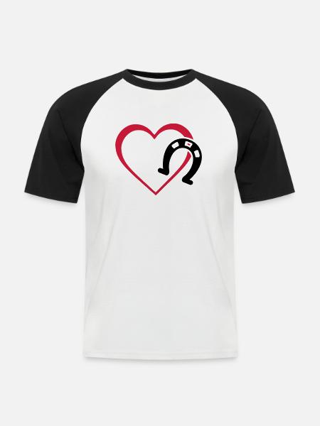 Symbole - Hufe Herz - Männer Baseball-T-Shirt - Weiß/Schwarz