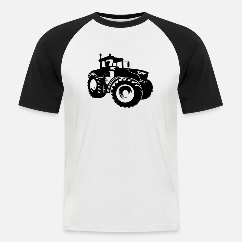 traktor - Männer Baseball-T-Shirt - Weiß/Schwarz