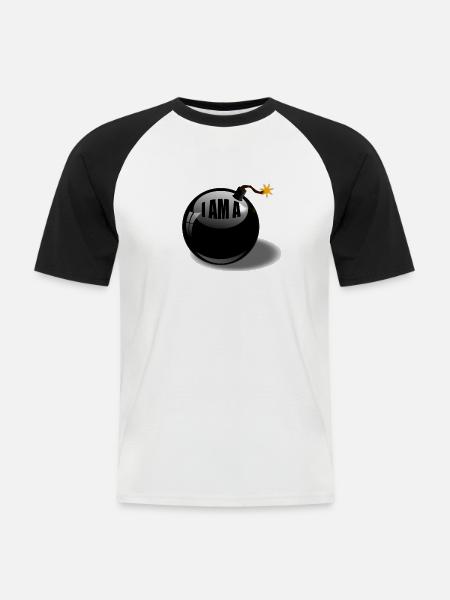 Bomb - Männer Baseball-T-Shirt - Weiß/Schwarz