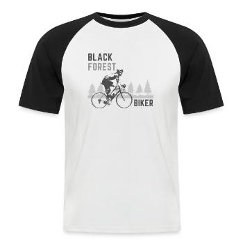Mountainbiker - Männer Baseball-T-Shirt - Weiß/Schwarz - Vorne - Nik (191cm)