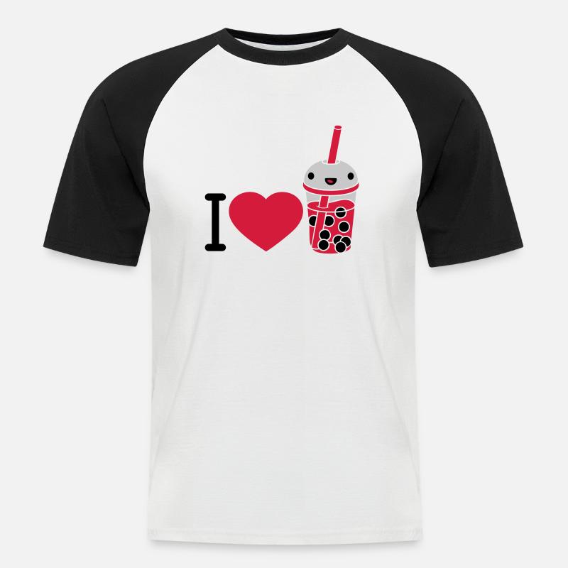 I Love Bubble Tea - Männer Baseball-T-Shirt - Weiß/Schwarz