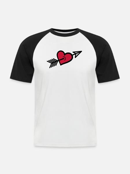 Arrow shot through heart - Men's Baseball T-Shirt - white/black