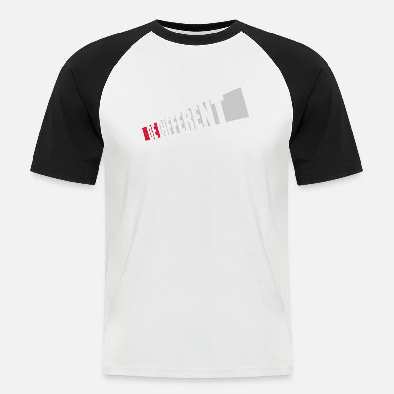 Be different Logo Design - Männer Baseball-T-Shirt - Weiß/Schwarz