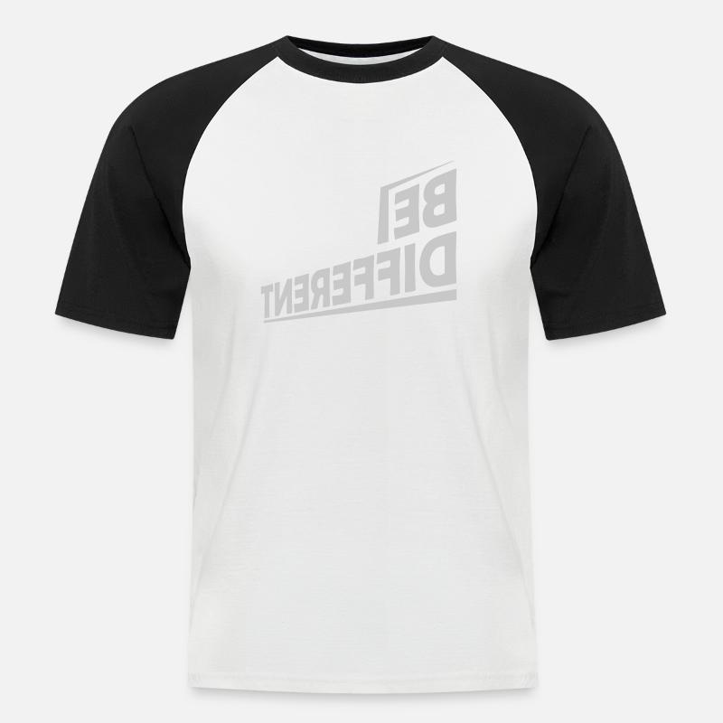 Be different Logo Design - Männer Baseball-T-Shirt - Weiß/Schwarz