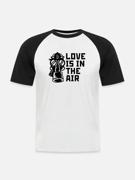 love in the air - Men's Baseball T-Shirt - white/black