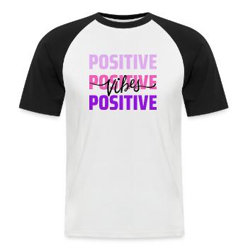 Ondes positives - T-shirt baseball manches courtes Homme - blanc/noir - Devant - Nik (191cm)