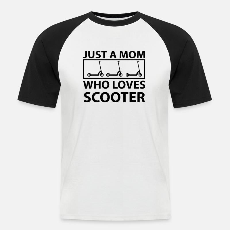 E-Scooter E-Roller Scooter - Männer Baseball-T-Shirt - Weiß/Schwarz