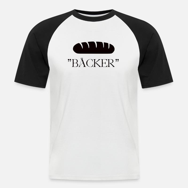 BASIC BÄCKER - Männer Baseball-T-Shirt - Weiß/Schwarz