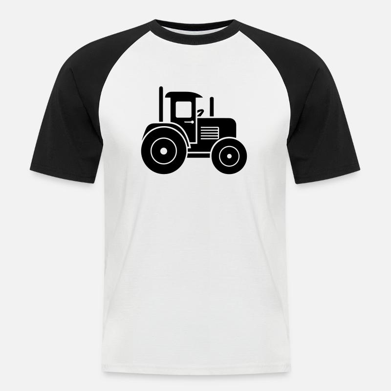 Traktor - Männer Baseball-T-Shirt - Weiß/Schwarz