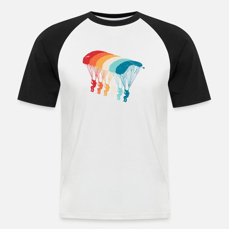 Skydive Evolution: Fallschirmspringer Design - Männer Baseball-T-Shirt - Weiß/Schwarz