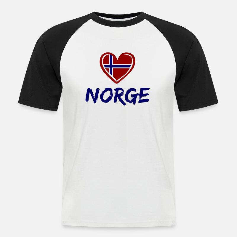 Norge - Kortärmad basebolltröja herr - vit/svart